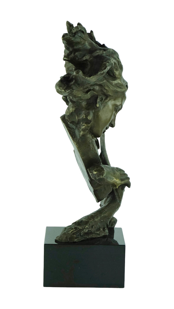 Bronze sculpture of a female playing the violin