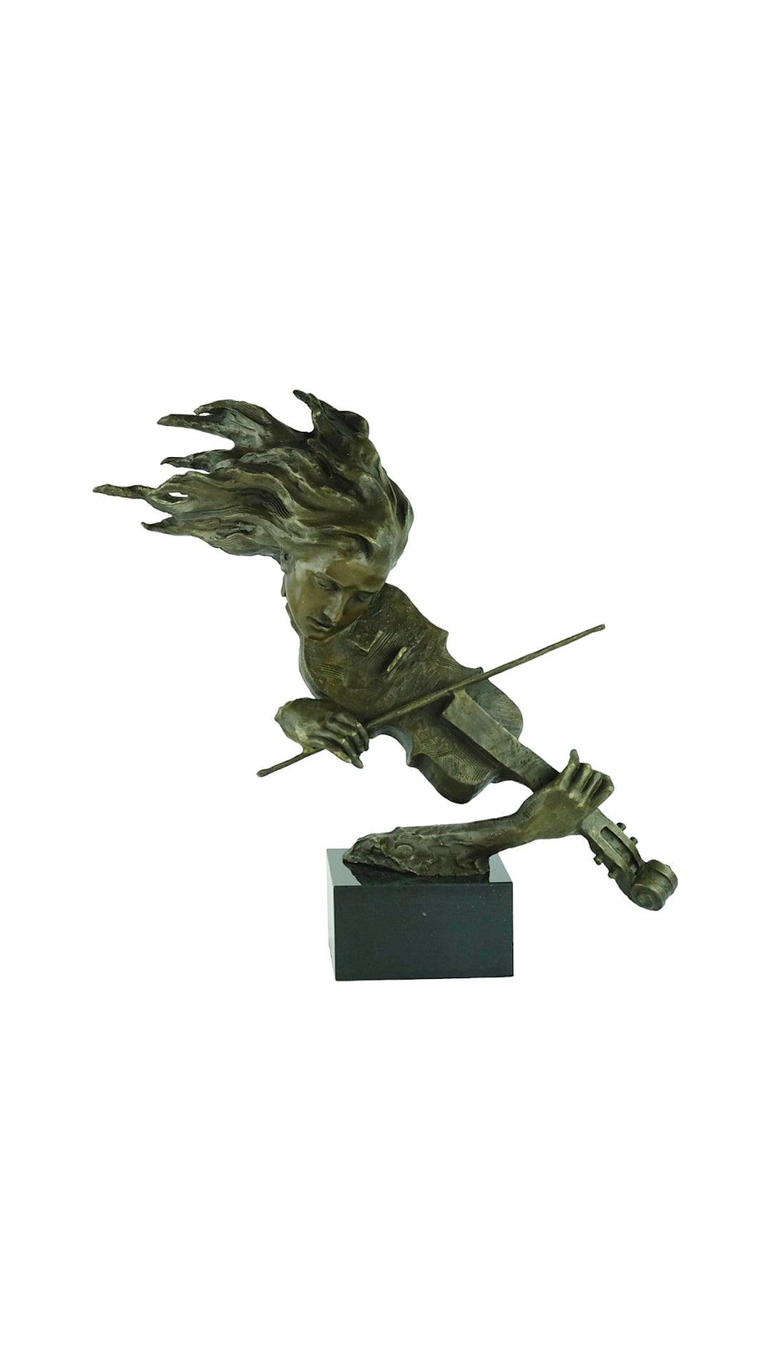 Bronze sculpture of a female playing the violin