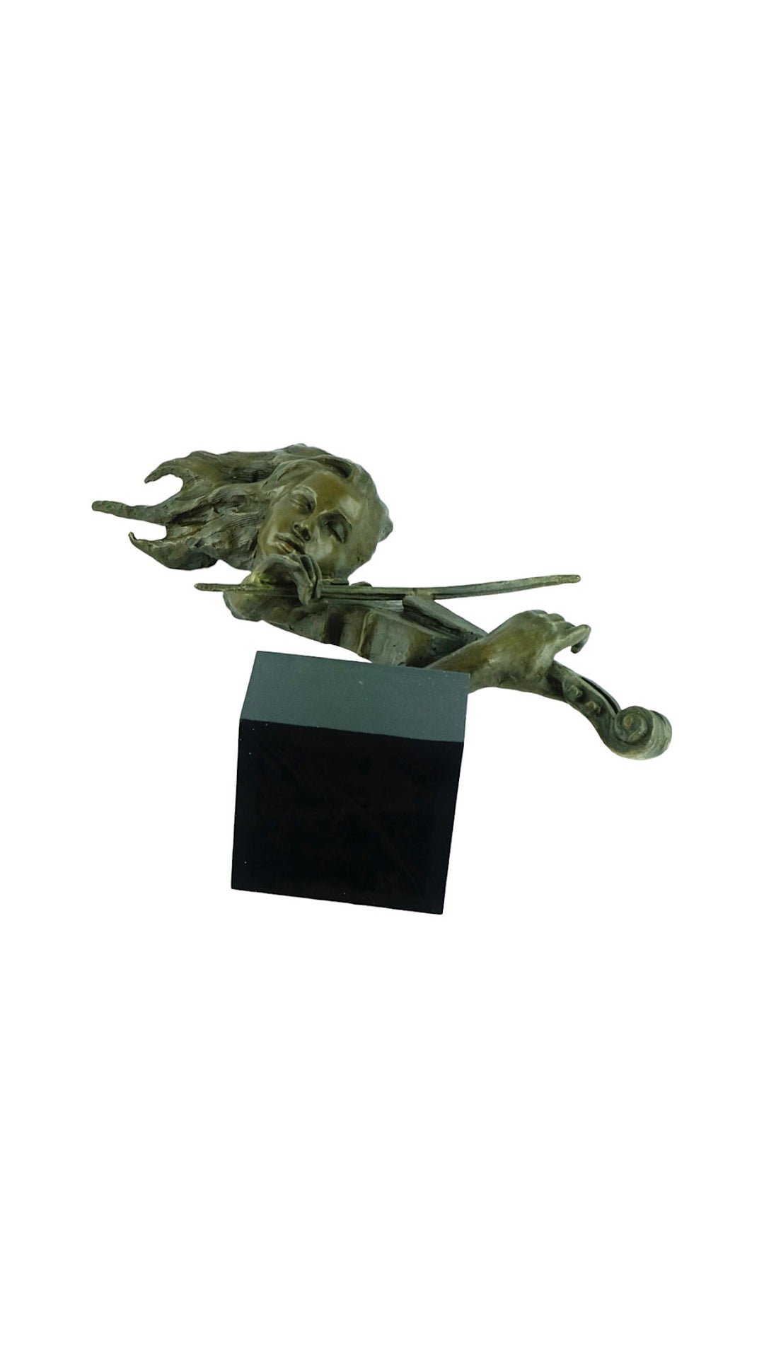 Bronze sculpture of a female playing the violin