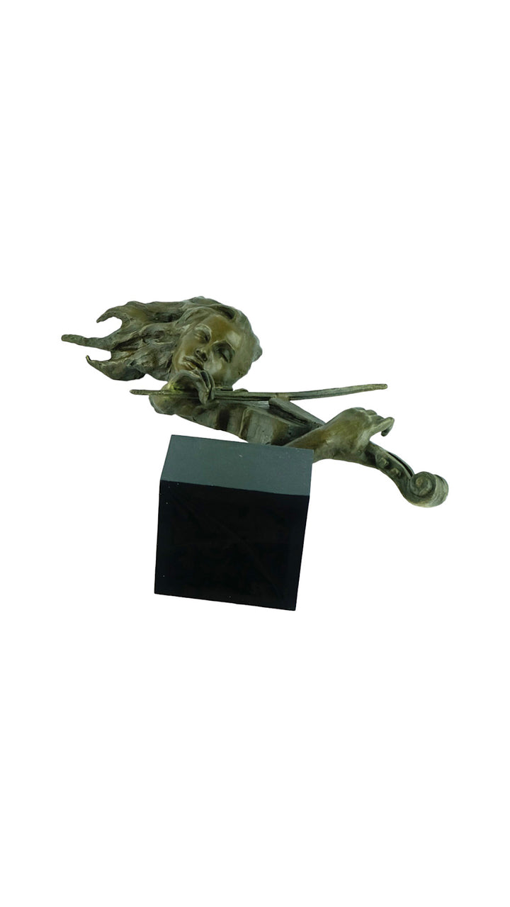 Bronze sculpture of a female playing the violin