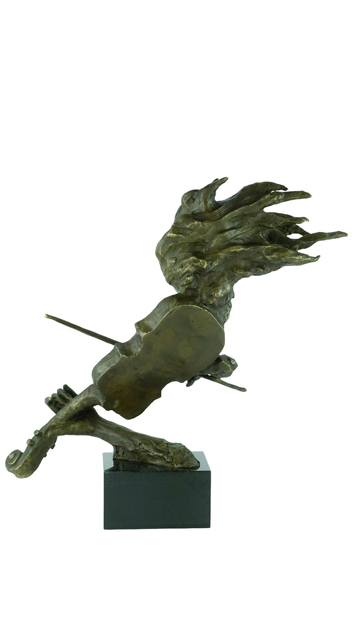 Bronze sculpture of a female playing the violin