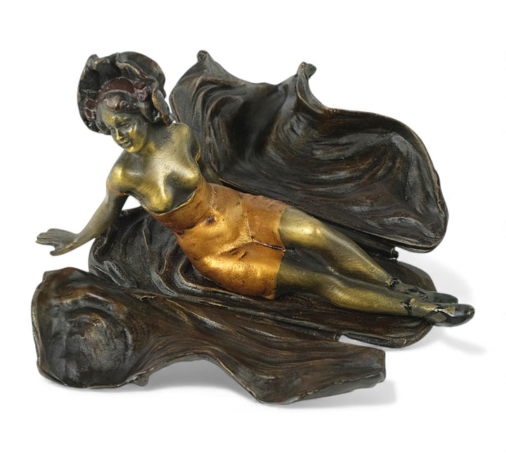 Vienna bronze sculpture of a sunbathing female