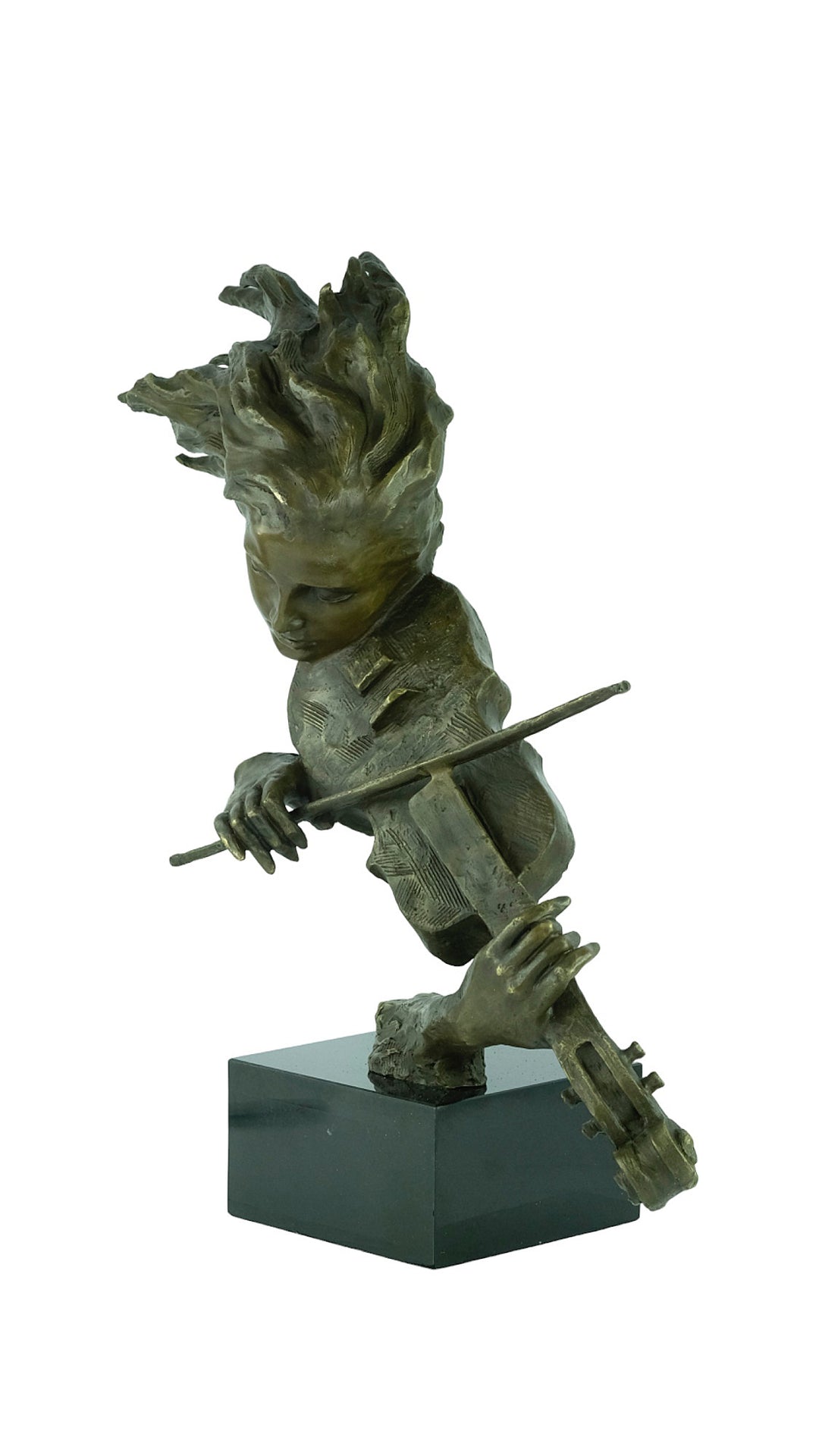 Bronze sculpture of a female playing the violin
