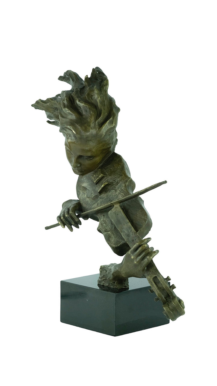 Bronze sculpture of a female playing the violin