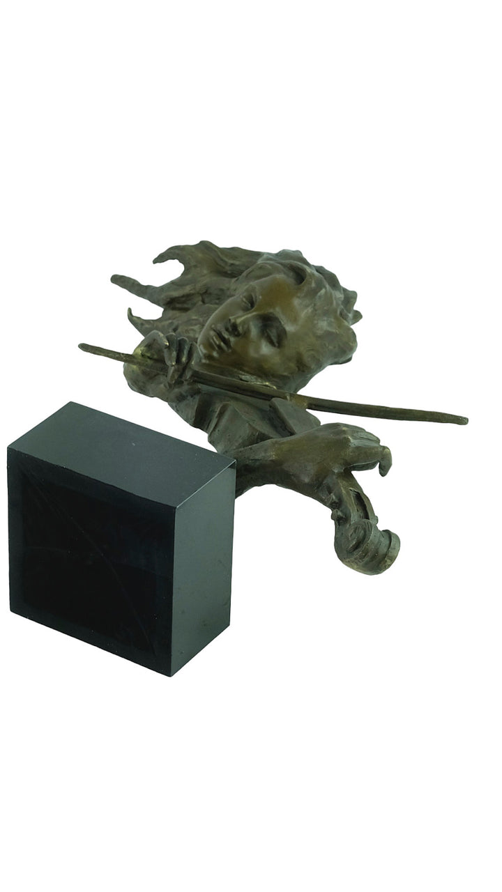 Bronze sculpture of a female playing the violin