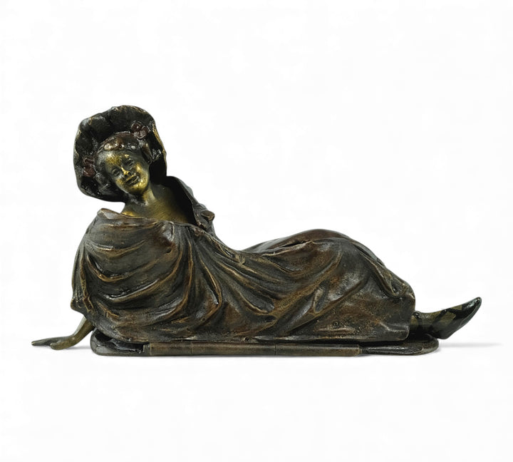 Vienna bronze sculpture of a sunbathing female