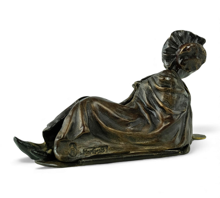 Vienna bronze sculpture of a sunbathing female