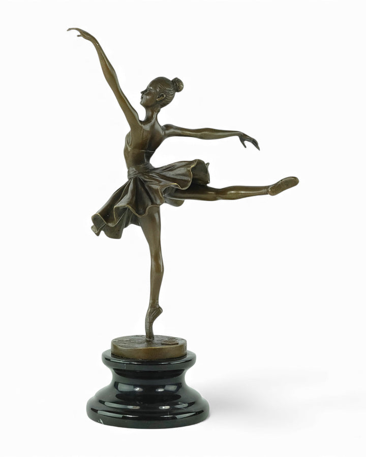 Graceful bronze sculpture of a dancing ballerina