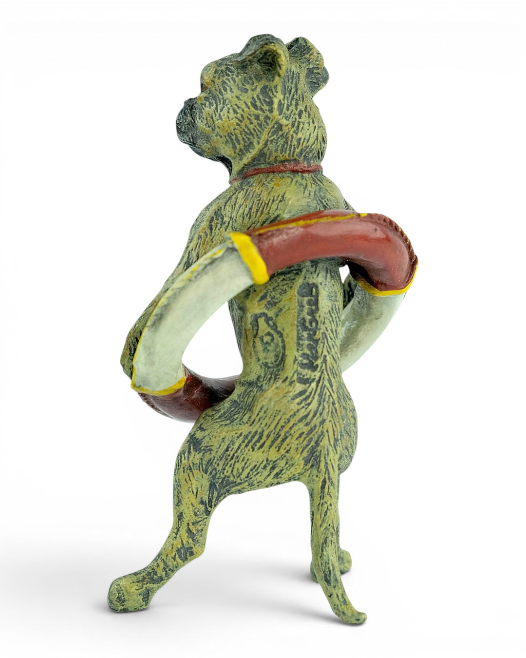 Vienna Bronze Sculpture of a Pug with a Lifebuoy
