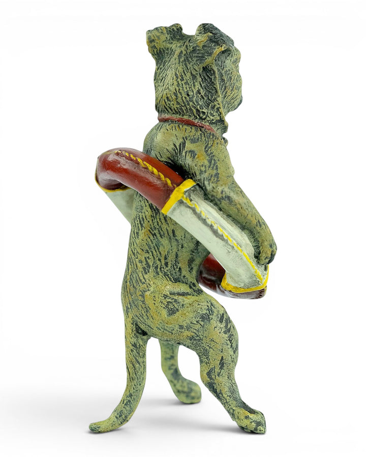 Vienna Bronze Sculpture of a Pug with a Lifebuoy