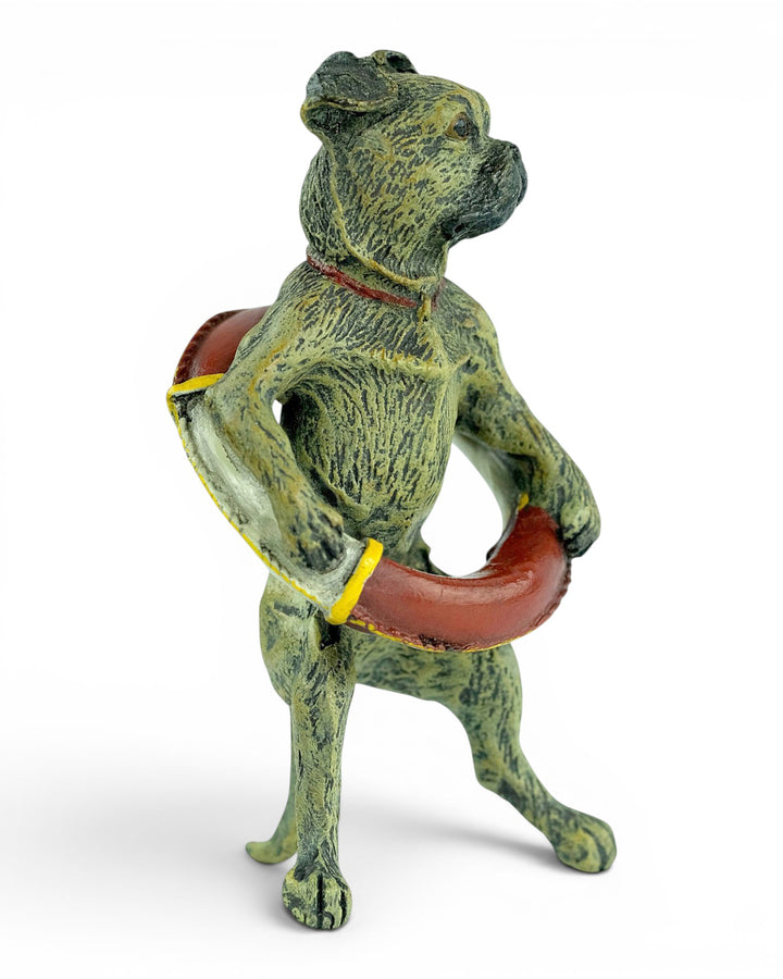 Vienna Bronze Sculpture of a Pug with a Lifebuoy