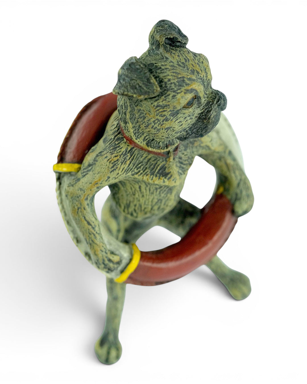 Vienna Bronze Sculpture of a Pug with a Lifebuoy