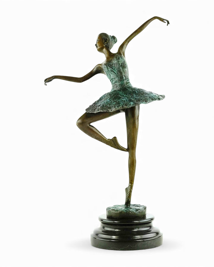 Modern bronzen beeld van een ballerina die sierlijk danst