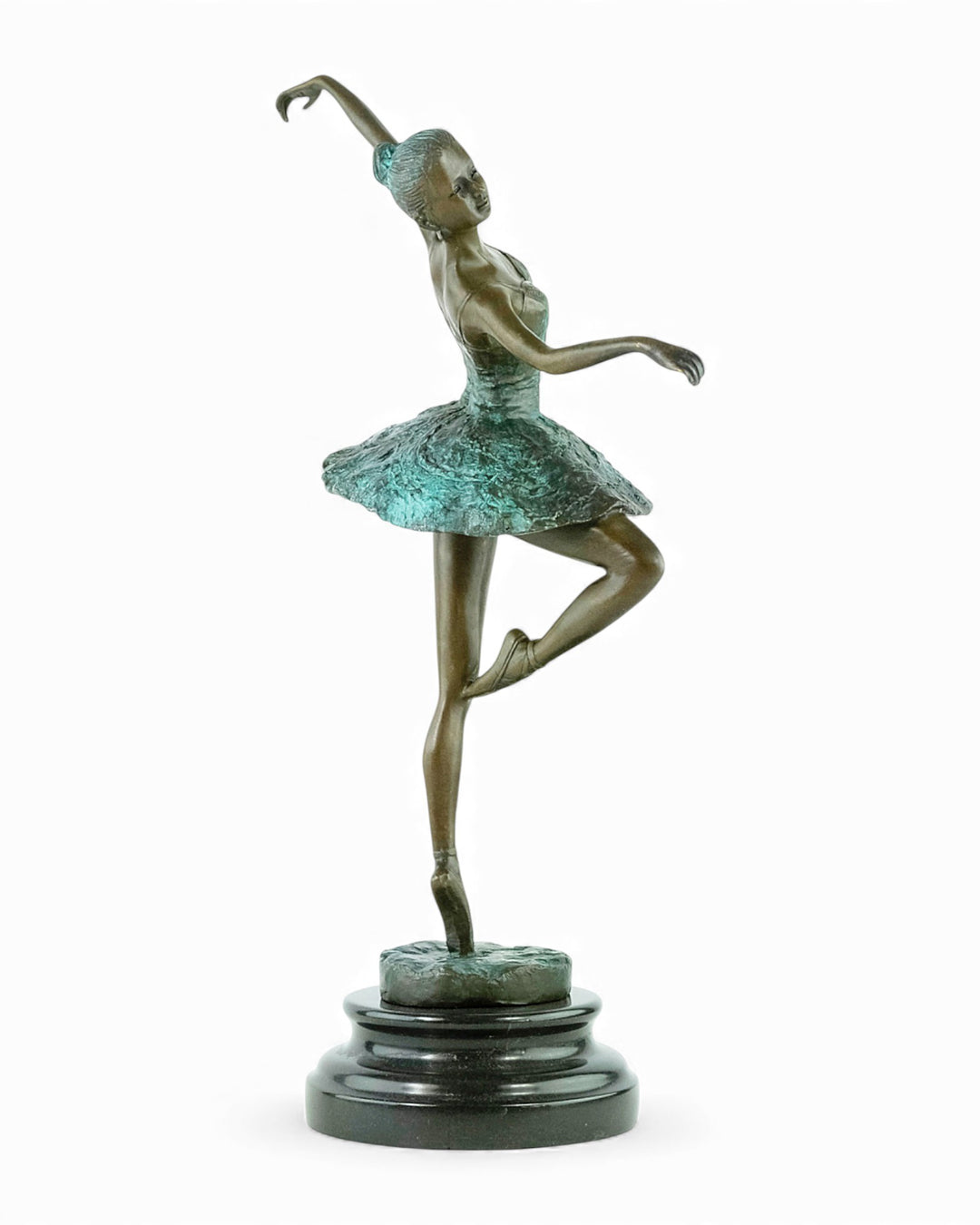 Modern bronzen beeld van een ballerina die sierlijk danst