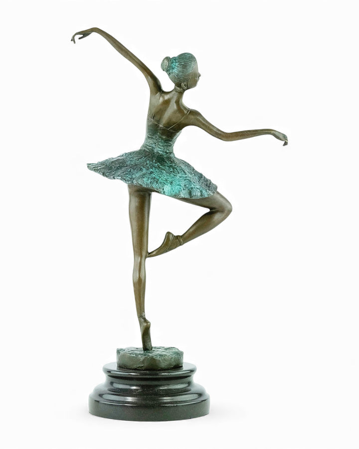 Modern bronzen beeld van een ballerina die sierlijk danst