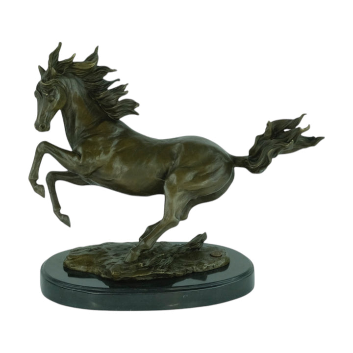 Bronze sculpture of a galloping horse