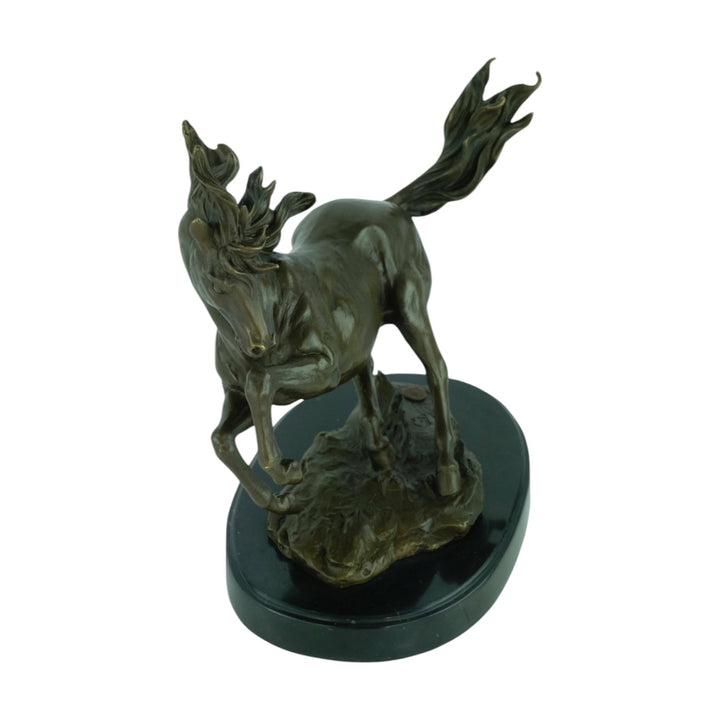 Bronze sculpture of a galloping horse