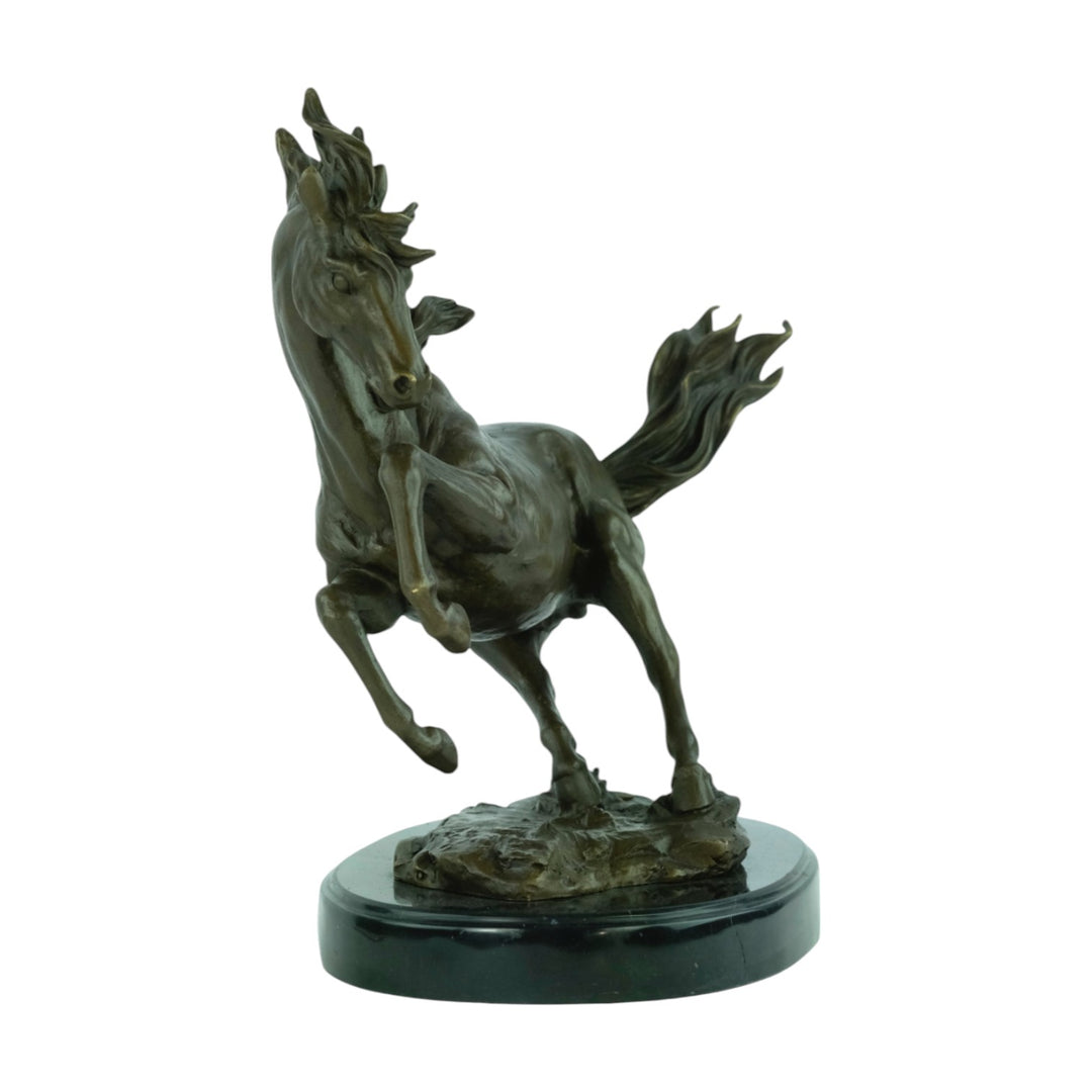 Bronze sculpture of a galloping horse