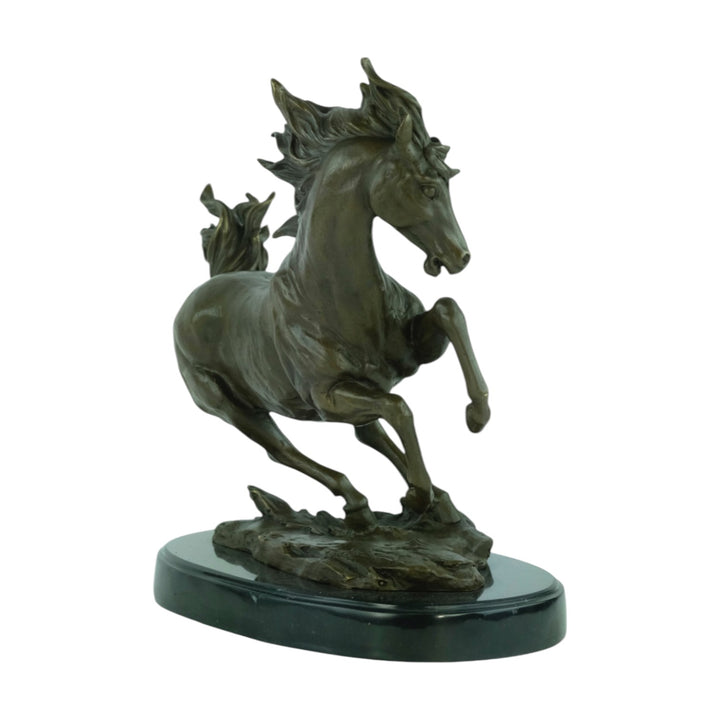 Bronze sculpture of a galloping horse