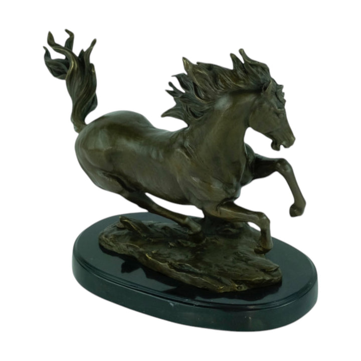 Bronze sculpture of a galloping horse