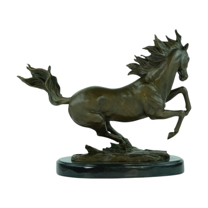 Bronze sculpture of a galloping horse