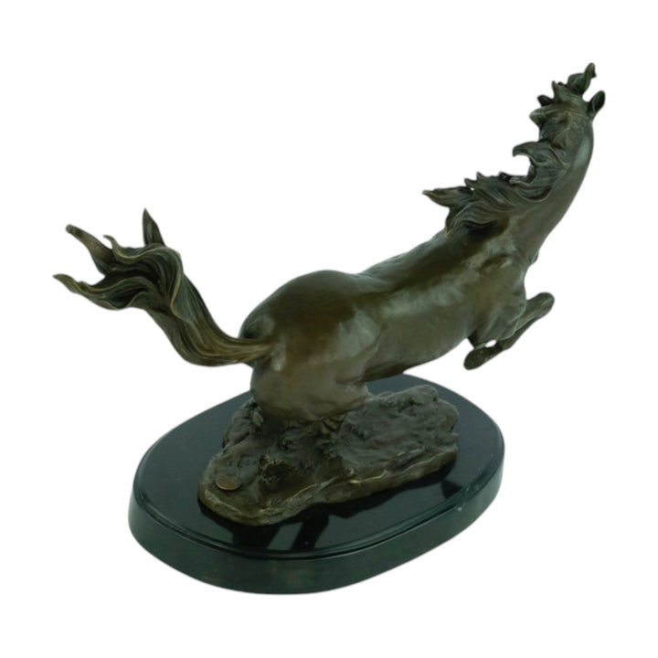 Bronze sculpture of a galloping horse