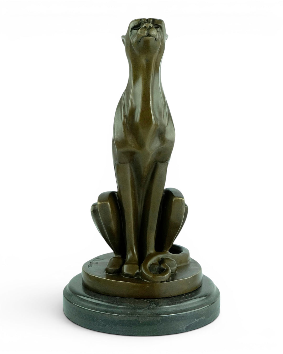 Bronzeskulptur eines sitzenden Geparden im Art Déco-Stil