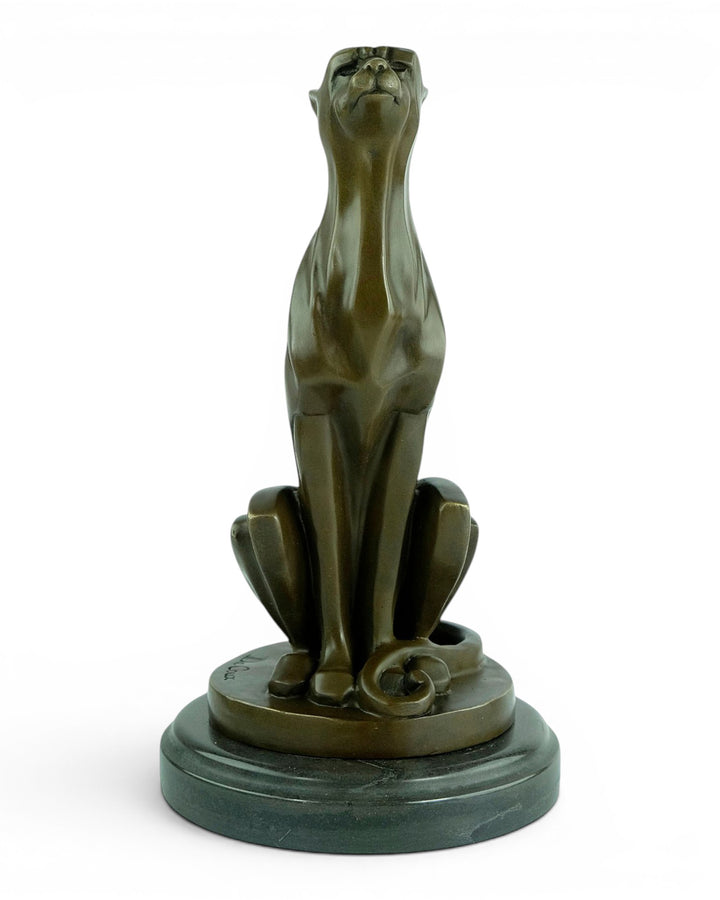 Bronzeskulptur eines sitzenden Geparden im Art Déco-Stil