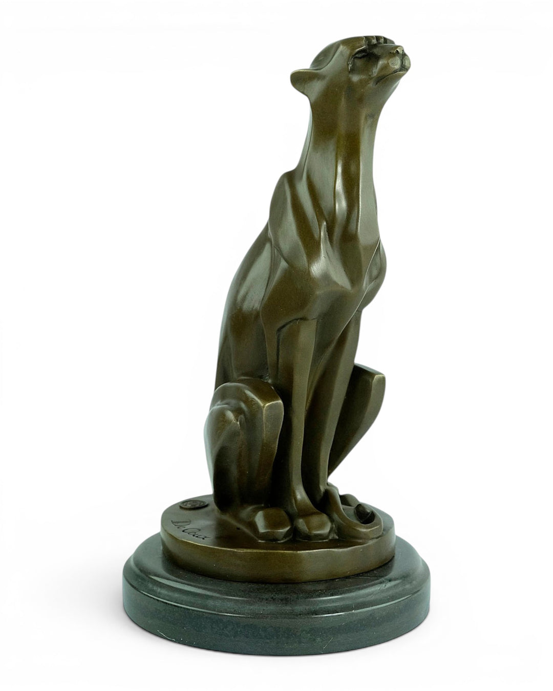 Bronzeskulptur eines sitzenden Geparden im Art Déco-Stil
