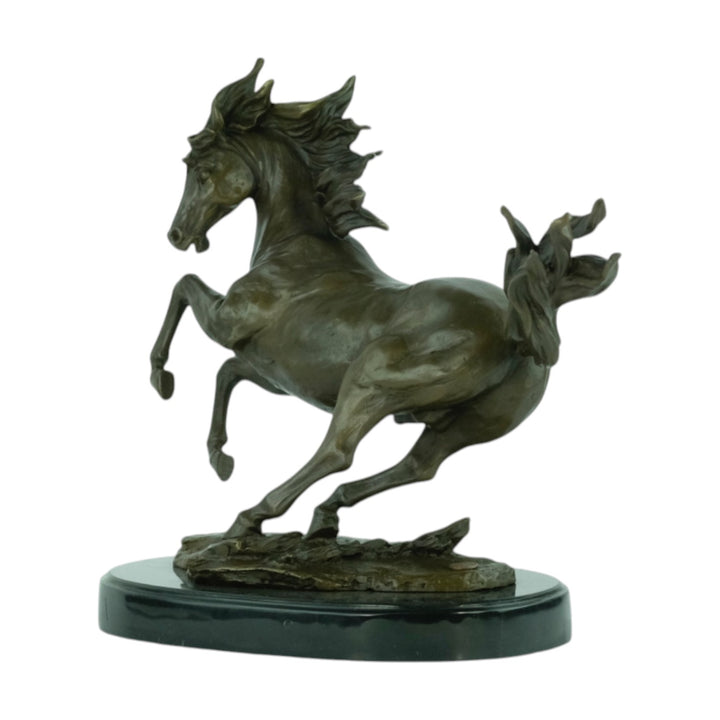Bronze sculpture of a galloping horse