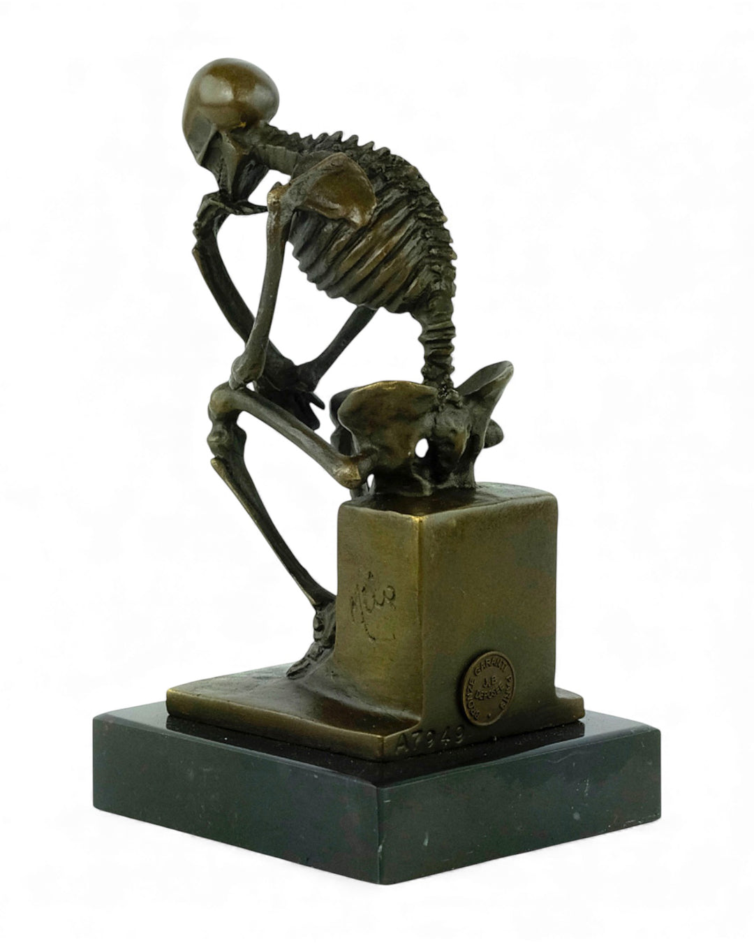 Bronzeskulptur eines skelettierten Denkers (mittel)