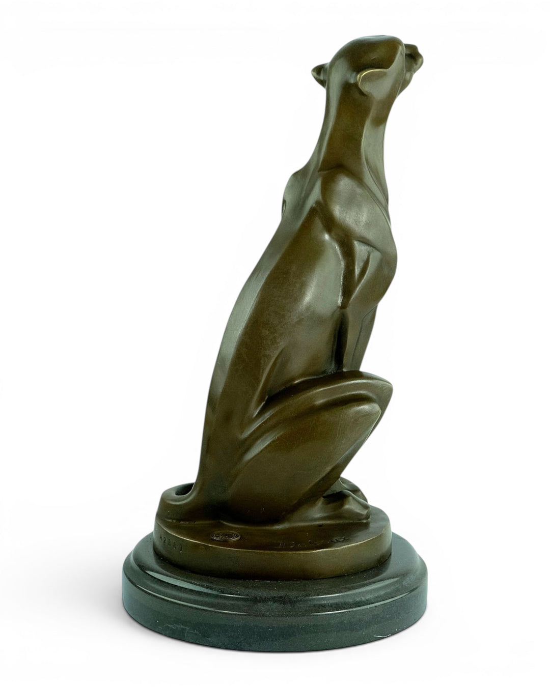Bronzeskulptur eines sitzenden Geparden im Art Déco-Stil
