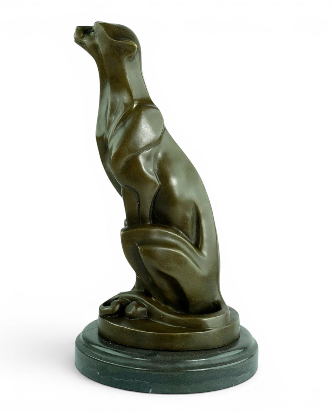 Bronzeskulptur eines sitzenden Geparden im Art Déco-Stil