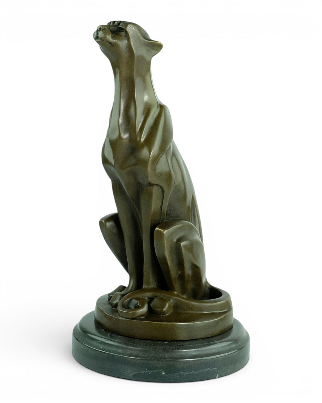 Bronzeskulptur eines sitzenden Geparden im Art Déco-Stil
