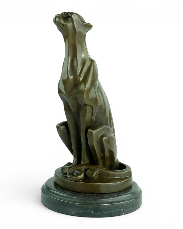 Bronzeskulptur eines sitzenden Geparden im Art Déco-Stil