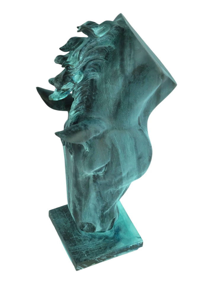 Paar Bronzeskulpturen von trinkenden Pferdeköpfen