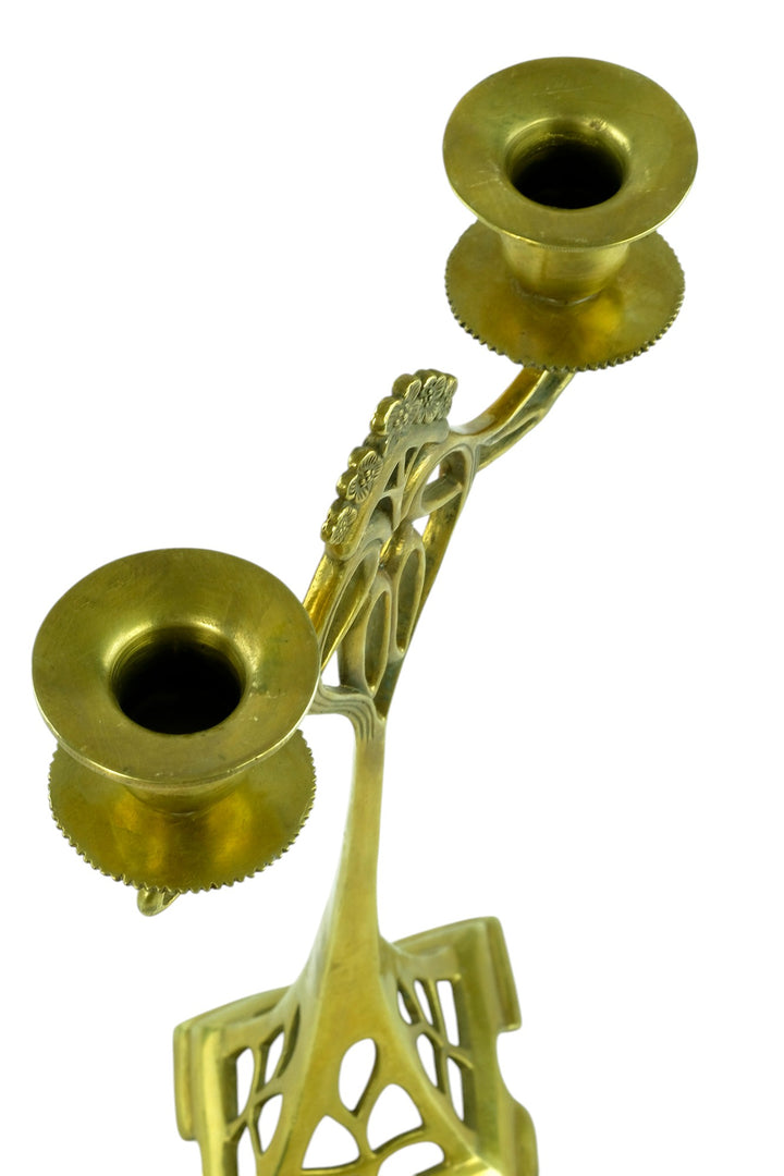 Set of two bronze candle holders in Jugendstil style