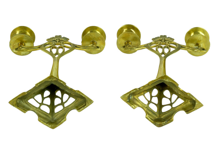 Set of two bronze candle holders in Jugendstil style