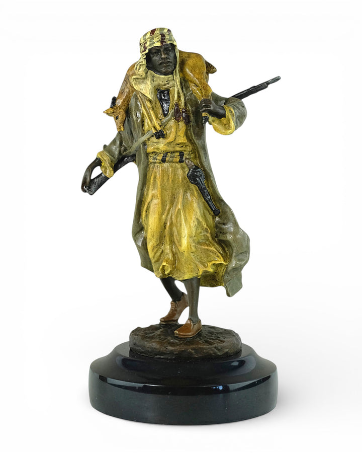 Vienna bronze sculpture of an Arabian hunter with prey