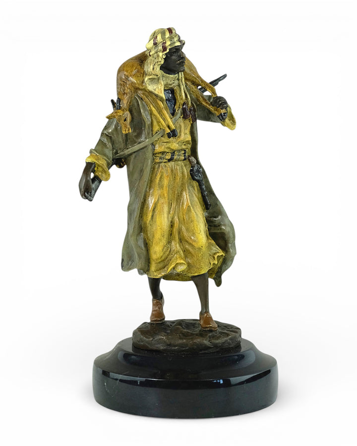Vienna bronze sculpture of an Arabian hunter with prey