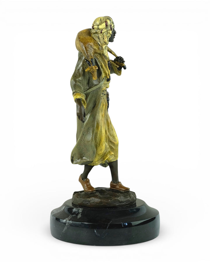 Vienna bronze sculpture of an Arabian hunter with prey