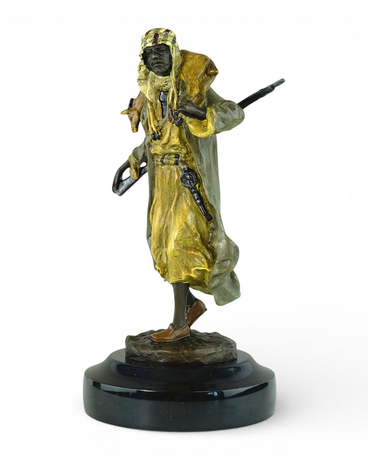 Vienna bronze sculpture of an Arabian hunter with prey