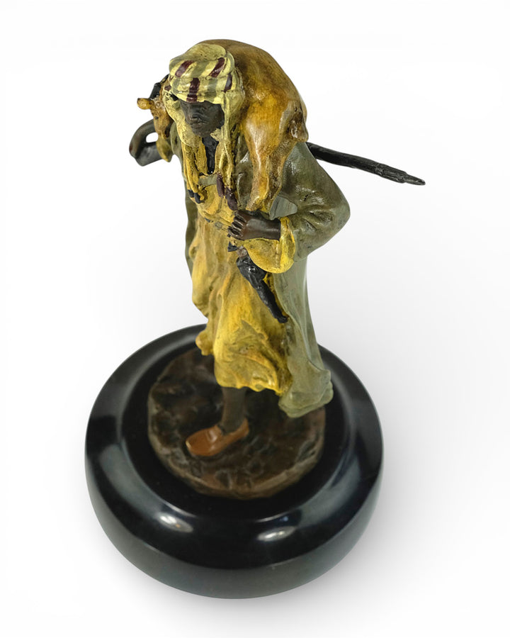 Vienna bronze sculpture of an Arabian hunter with prey