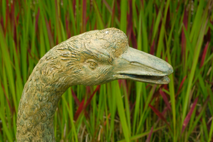 Lifesize bronze geese couple - green patina