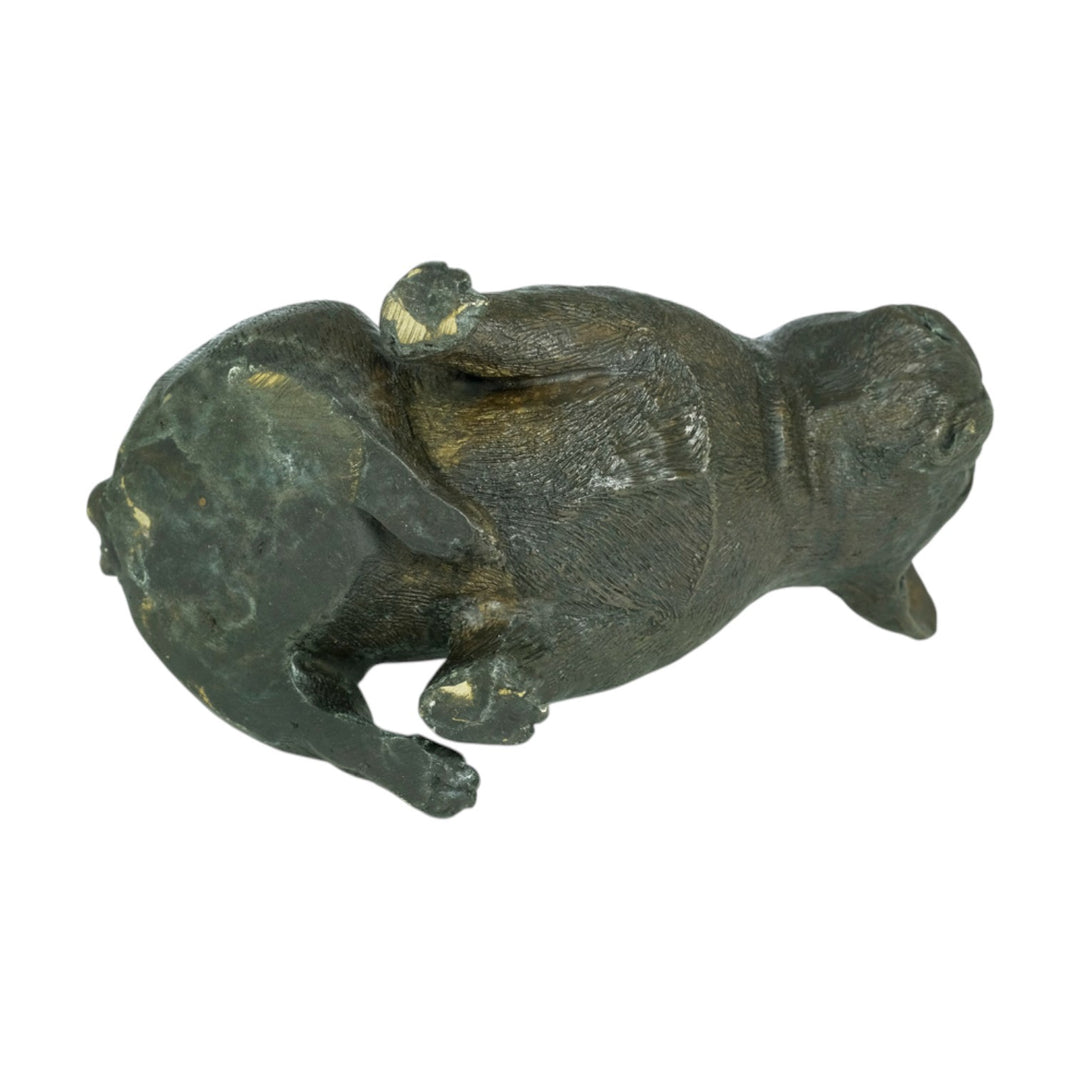 Bronze sculpture of a sitting French bulldog with a warm brown patina, perfect for dog lovers.