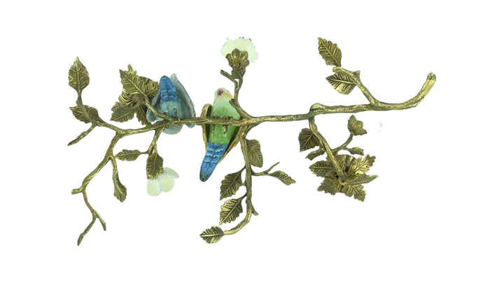 Bronze mounted porcelain candle stand with birds and flowers