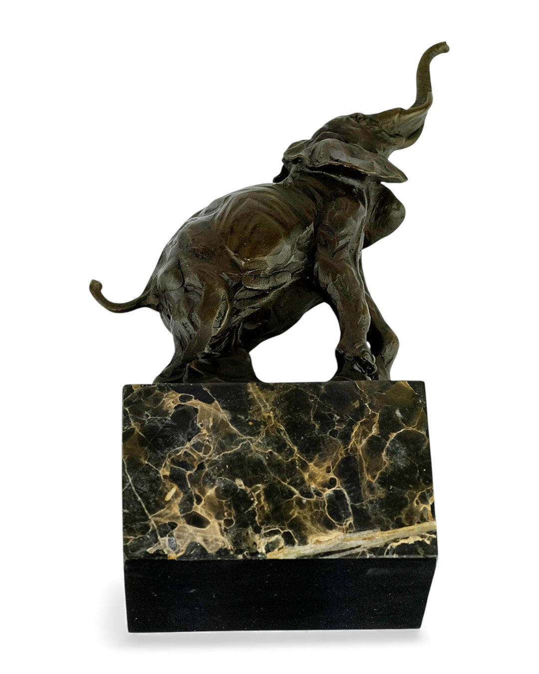 Bronzen beeld van een trompetterende olifant