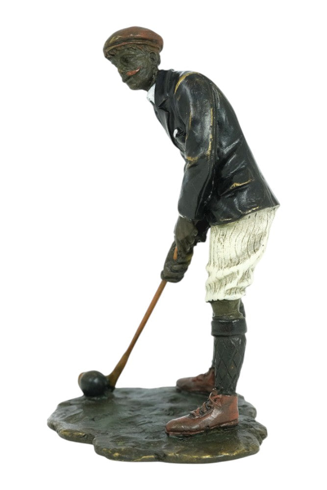 Bronze sculpture of a vintage golfer in Vienna bronze style