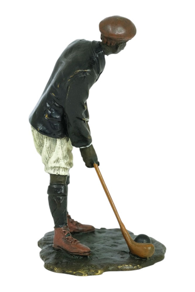 Bronze sculpture of a vintage golfer in Vienna bronze style