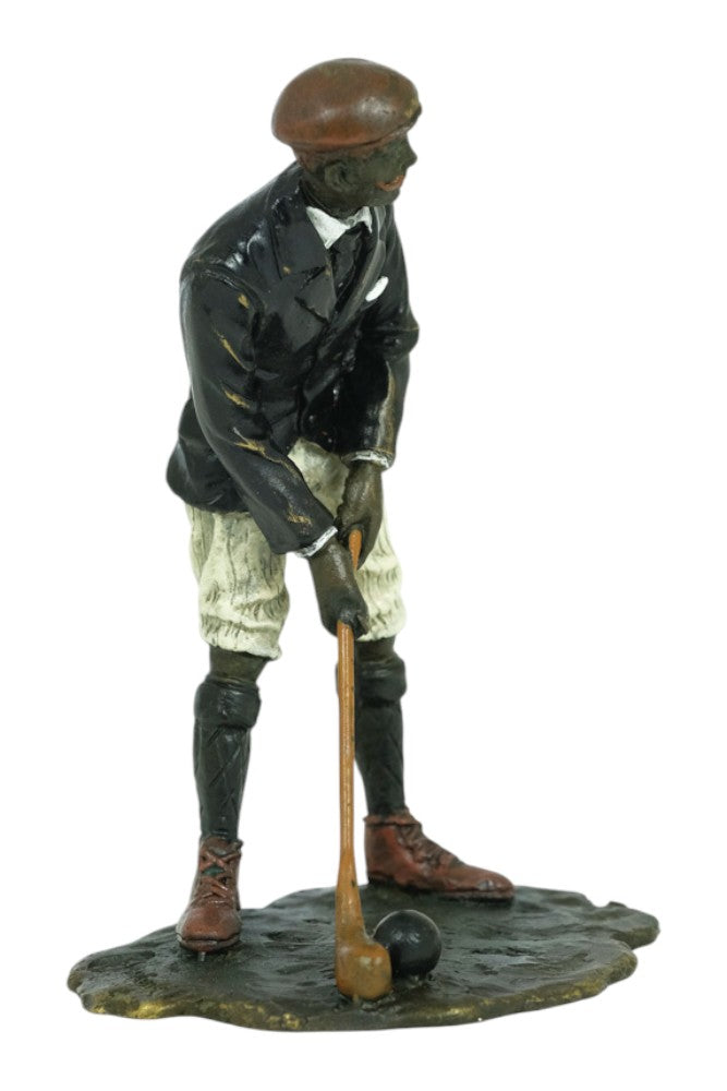Bronze sculpture of a vintage golfer in Vienna bronze style